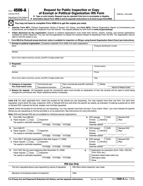 Irs Form 4506 A 2018 2019 Fillable And Editable Pdf Template