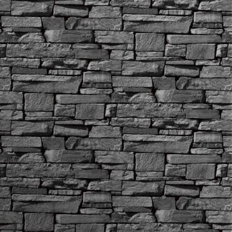 Home Wallpaper Grandeco Grandeco Dax Dry Stone Wall Slate 50