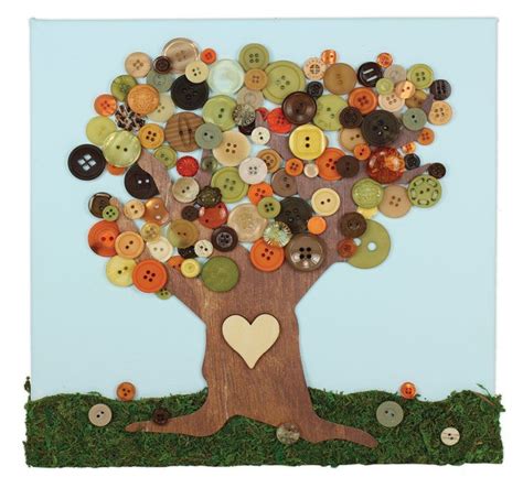 Fall Button Tree Canvas Button Tree Canvas Button Crafts Fall Crafts