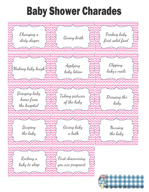 Free Printable Baby Shower Charades Game Cards