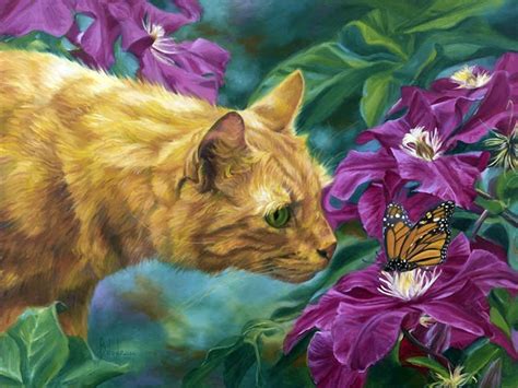 38 Cat And Butterfly Wallpaper Wallpapersafari