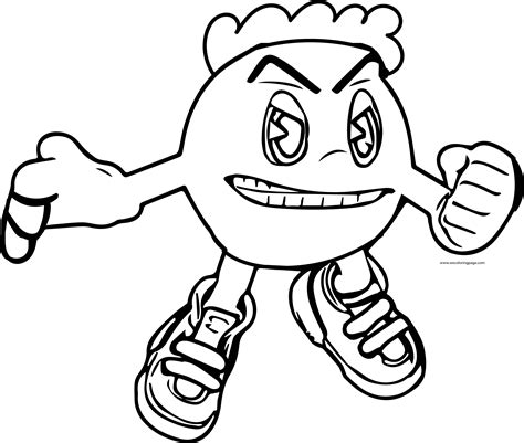 Angry Pacman Pac Man Fight Coloring Page