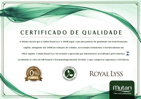 Royal Lyss Recebe Certificado De Qualidade
