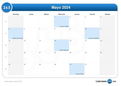 Calendario Mayo 2024