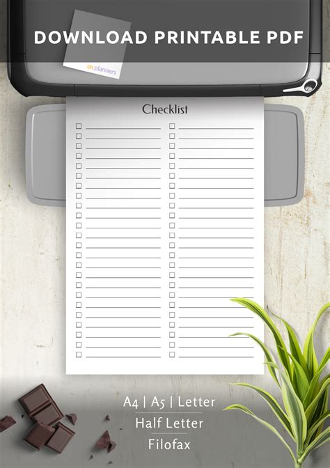 Download Printable Blank Checklist Template PDF