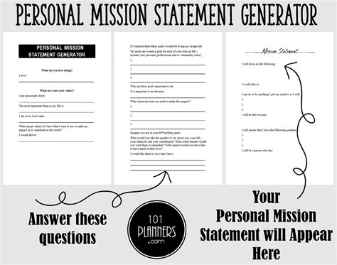 Personal Mission Statement Generator Instant Download