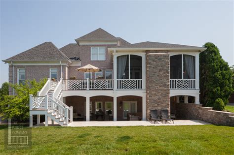 See more ideas about backyard, decks and porches, house with porch. Two story double porch with outdoor fireplace, travertine ...