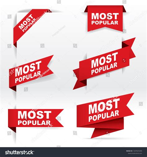Set Red Banner Vector Most Popular Stock Vector Royalty Free