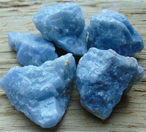 Blue Calcite Crystal Rough Stone Chakra Gemstone Minerals Pendant