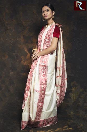 Wedding White Body With Red Pallu And Border Baluchari Silk Saree 63 M With Blouse Piece At