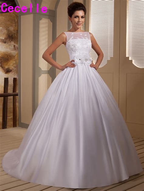 Gorgeous White Ball Gown Satin Vintage Wedding Dresses Vestidos De