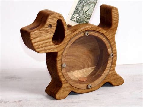 Wooden Moneybox Childrens Wooden Money Box Dog Moneybox Wooden Money