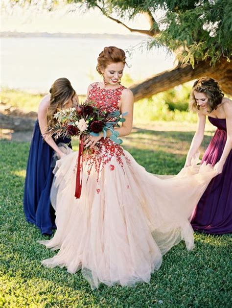 Bold Colors And A Floral Wedding Dress For Fall