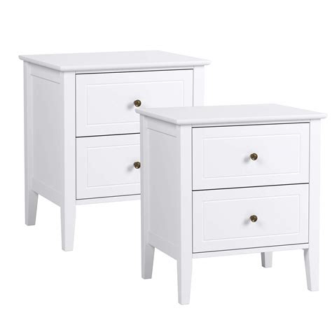 Buy Homfa Chest Of Drawers Set Of 2 Bedside Table Nightstand Storage Cabinet With 2 Drawers