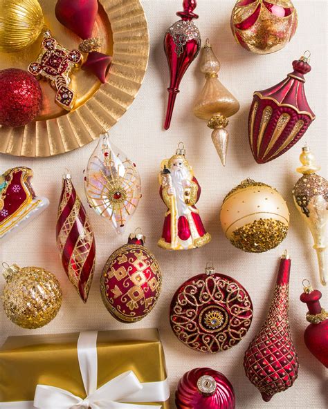 Noel Glass Ornament Set Balsam Hill Christmas Ornament Sets Christmas Ornaments Gold