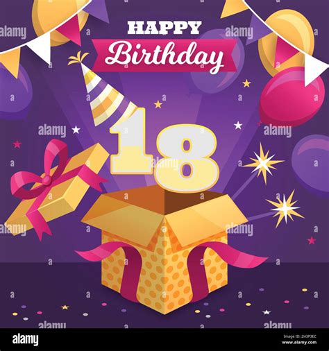 colorful happy 18th birthday background vector design illustration stock vector image and art alamy