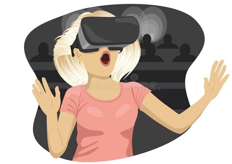 Experiencing Virtual Reality Goggles Headset Stock Vector