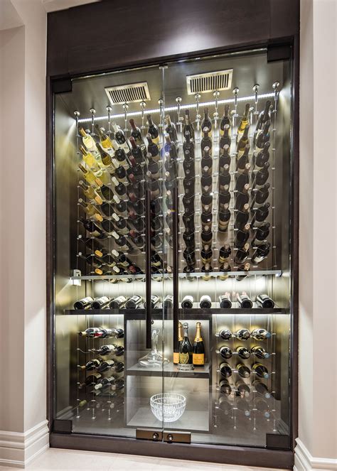 Modern Custom Reach In Wine Cellar Featuring The Cable Wine System
