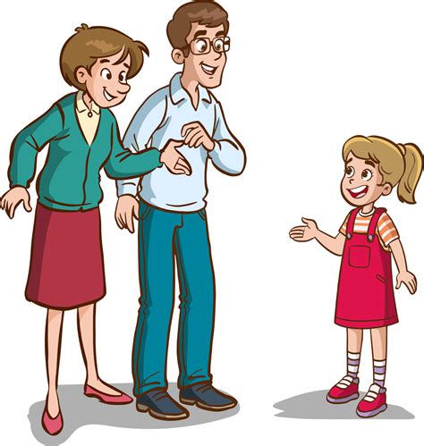 Parents And Children Talking To Each Other Cartoon Vector 23106860
