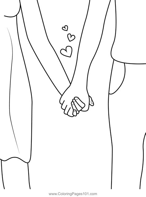 Couple Holding Hands Coloring Page For Kids Free Valentines Day