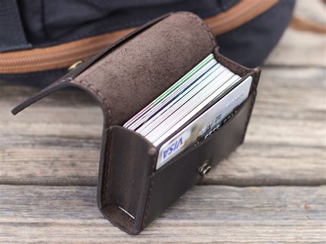 Personalized Card Wallet For Men Brown Leather Credit Card Etsy