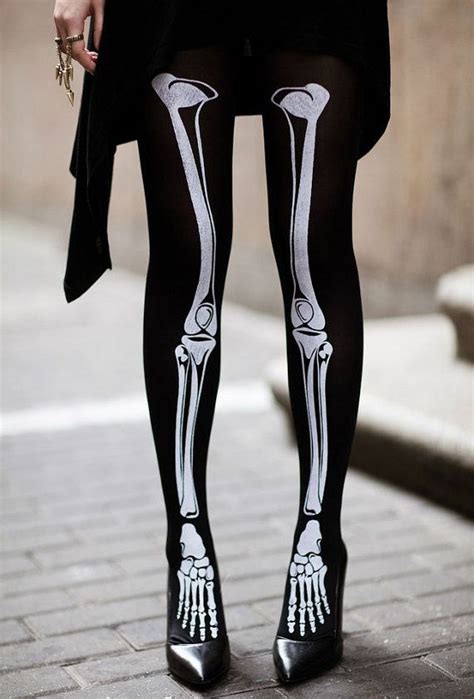 70 Denier Skeleton Bones Tights Halloween Tightstights For Costume Partiesgoth Tights