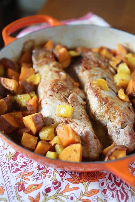 Remove the pork and the potatoes from the oven and adjust the rack 6. Maple Mustard Roasted Pork Tenderloin with Sweet Potatoes ...