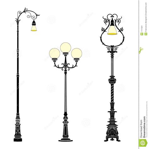 Street Lamps Lamp Posts Drawings Sketch Freehand Vector
