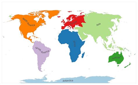 7 Seven Continents World Map