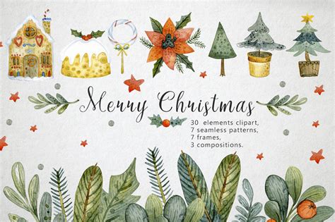 Christmas Watercolor Set By By Anna Sokol Thehungryjpeg
