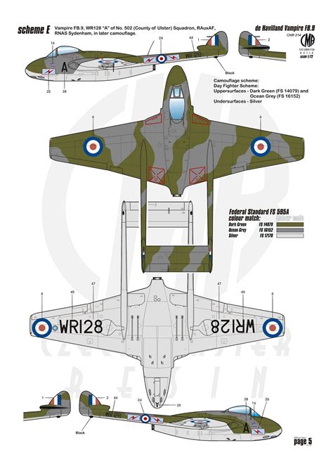 De Havilland Vampire Fb9 Wr128 — A No502 County Of Ulster Squadron Rauxaf Rnas
