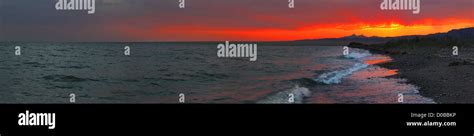 Seacoast Panorama On A Sunset Stock Photo Alamy