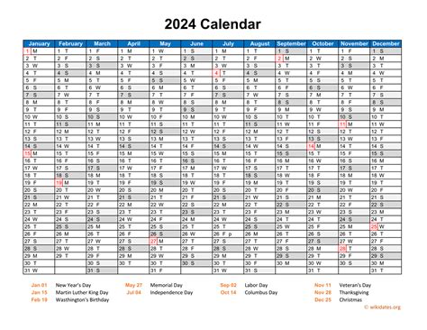 2024 Calendar Horizontal One Page
