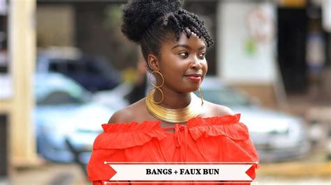 How To Twisted Bangs Faux Bun Youtube With Images