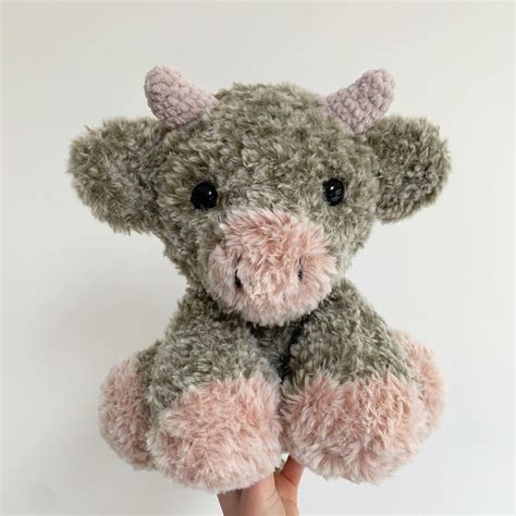 Pink Plushie Cow Crochet Amigerumi Stuffed Animal Farm Animal Soft