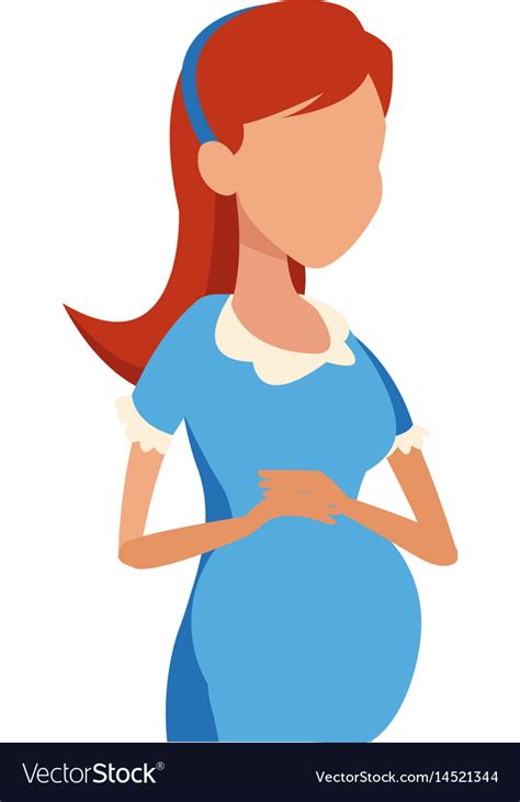 Pregnant Woman Belly Maternity Blue Dress Vector Image