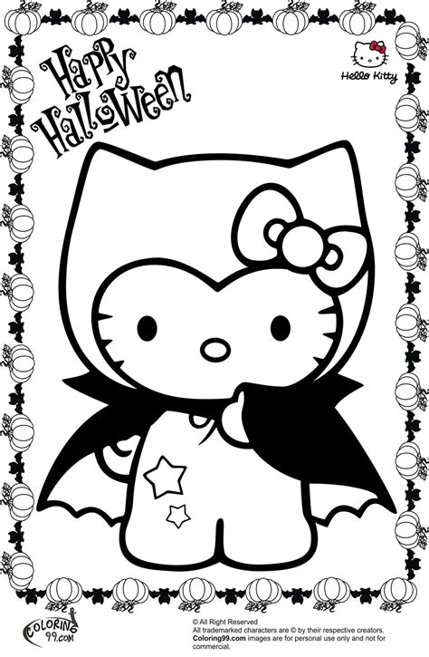 Hello Kitty Halloween Coloring Pages Team Colors