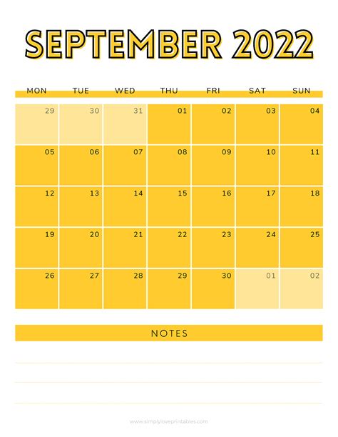 Free September 2022 Calendar Printables Simply Love Printables