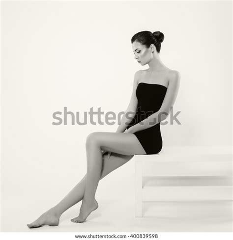 Beautiful Skinny Brunette Woman Profile Portrait Stock Photo 400839598
