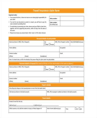 Check 6 important documents required for buying a health insurance policy. FREE 8+ Sample Travel Insurance Claim Forms in PDF | MS ...