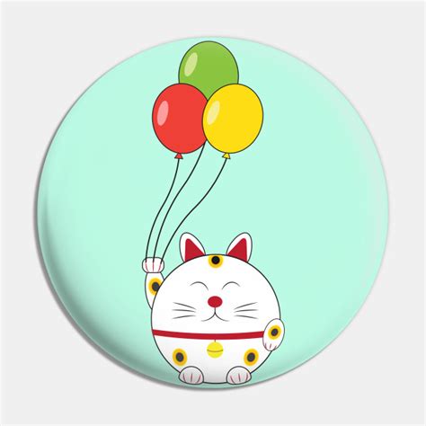 Fat Cat With Balloons Maneki Neko Alfiler Teepublic Mx