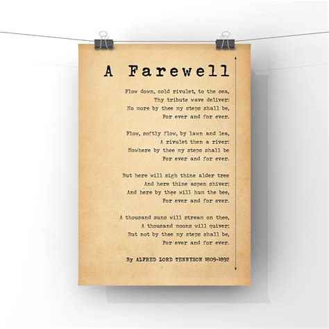 A Farewell Poem By Alfred Lord Tennyson Poster Poem Print Etsy