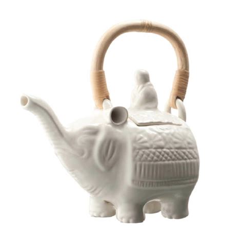 Elephant Tea Pot Cream Kahala Jenggala Keramik Bali Ceramic