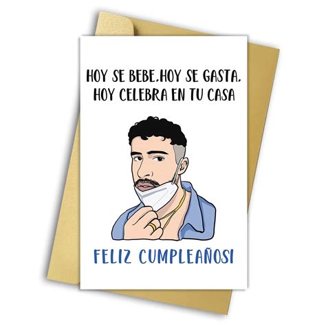 Buy Bad Bunny Bday Card In Spanish Lovely Happy Birthday Card For Him Her Bad Bunny Fans Gifts