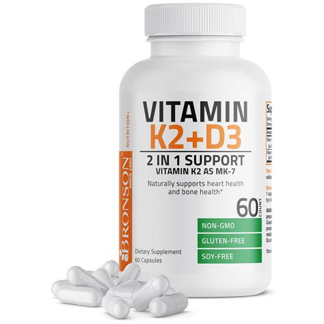 Vitamin K2 Mk7 With D3 Supplement Bone And Heart Health Non Gmo