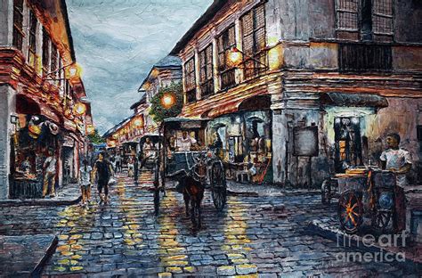 Calle Crisologo At Dusk Painting By Joey Agbayani Pixels