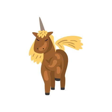 Premium Vector Beautiful Brown Unicorn Magic Fantasy Animal Character