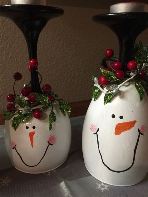 Snowman Wine Glass Candle Holder Christmas Wine Glass Candle