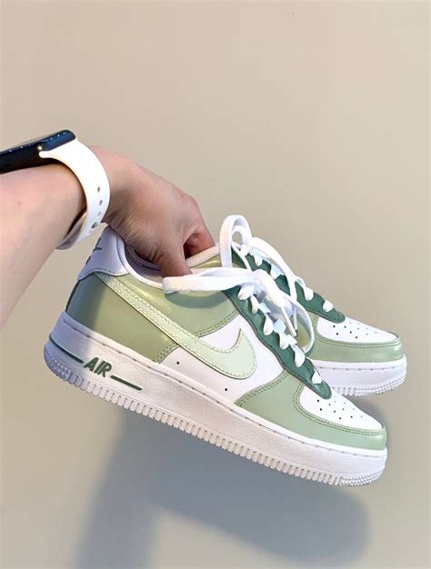 Sage Green Mint Green Custom Painted Air Force 1 In 2021 Trendy Shoes