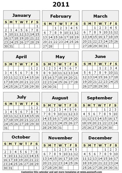 Yearly Printable Calendars We Offer The Months Ofprintable Template